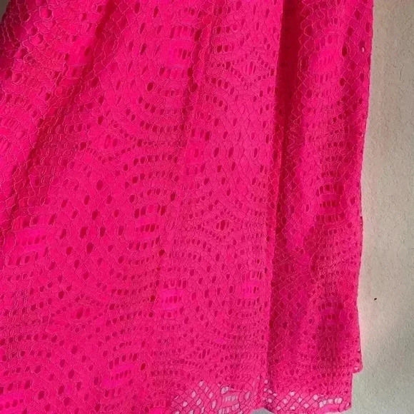 Lilly Pulitzer Quinn Halter Hot Pink Textured Knotty Lace Feminine Swing Dress S - Picture 11 of 11